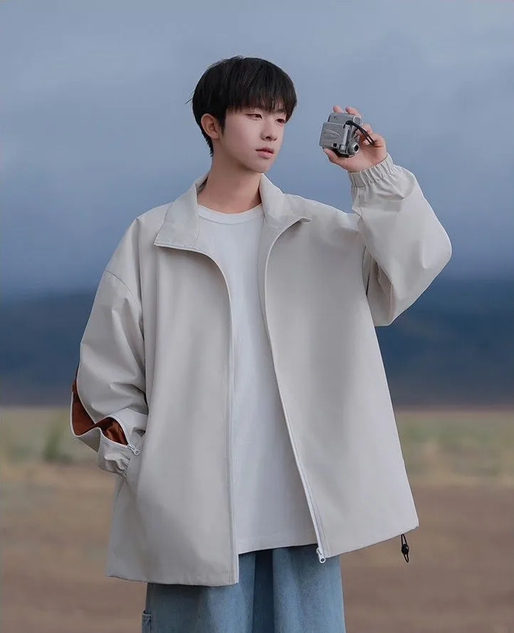 Stylish Patchwork Stand-Up Collar Rain Coat for Men