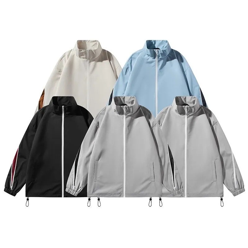 Stylish Patchwork Stand-Up Collar Rain Coat for Men