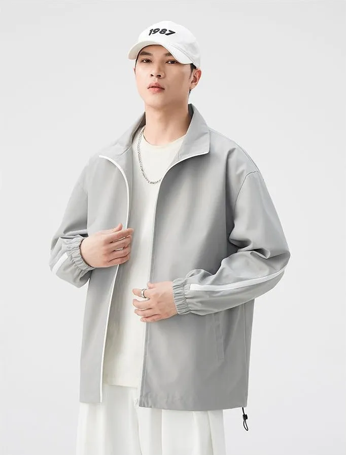 Stylish Patchwork Stand-Up Collar Rain Coat for Men