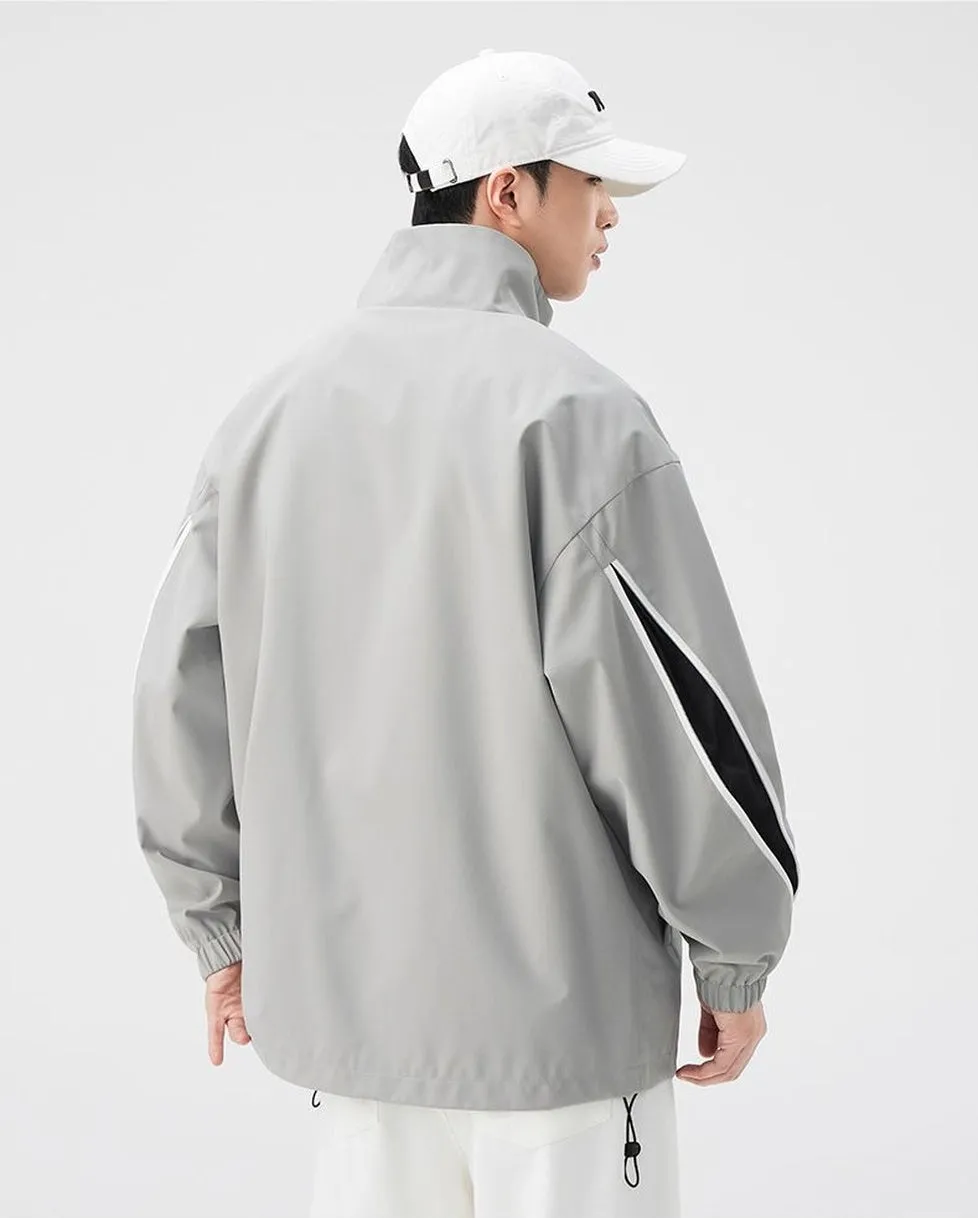 Stylish Patchwork Stand-Up Collar Rain Coat for Men