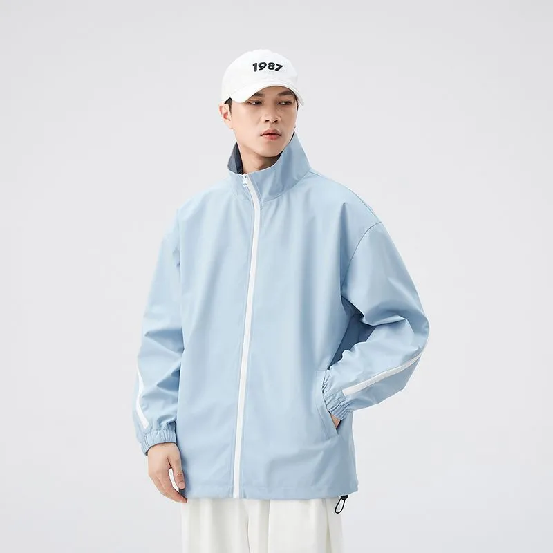 Stylish Patchwork Stand-Up Collar Rain Coat for Men