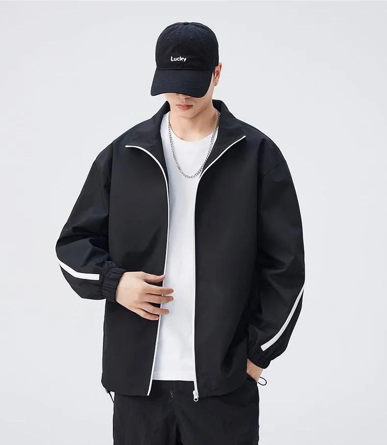Stylish Patchwork Stand-Up Collar Rain Coat for Men
