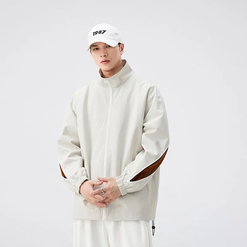 Stylish Patchwork Stand-Up Collar Rain Coat for Men