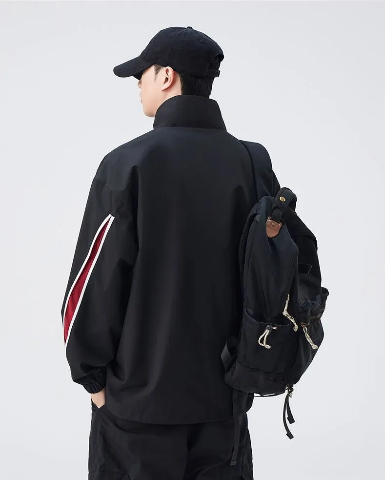 Stylish Patchwork Stand-Up Collar Rain Coat for Men
