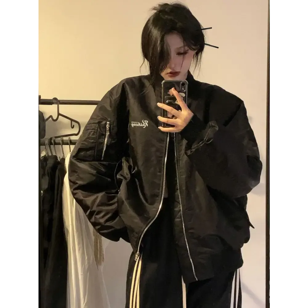 Stylish Skeleton Jacket with O-Neck for Y2K Fashion Enthusiasts