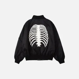 Stylish Skeleton Jacket with O-Neck for Y2K Fashion Enthusiasts