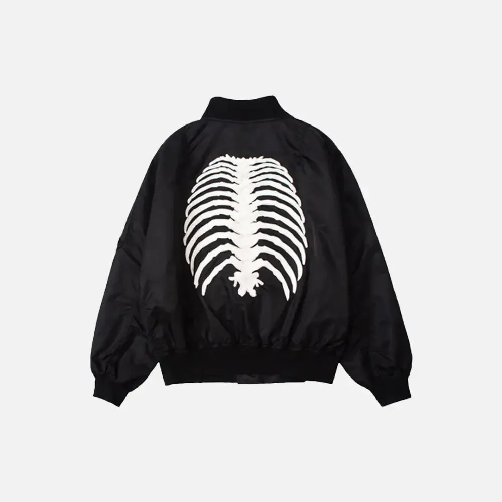 Stylish Skeleton Jacket with O-Neck for Y2K Fashion Enthusiasts
