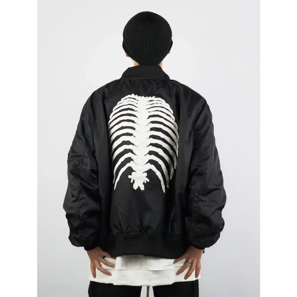 Stylish Skeleton Jacket with O-Neck for Y2K Fashion Enthusiasts