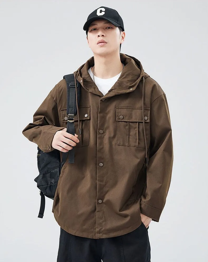 Stylish Solid Barbour Jacket Featuring a Flap Pocket and Hooded Design