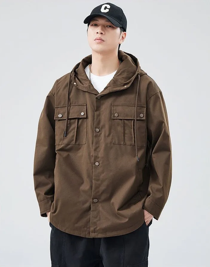 Stylish Solid Barbour Jacket Featuring a Flap Pocket and Hooded Design