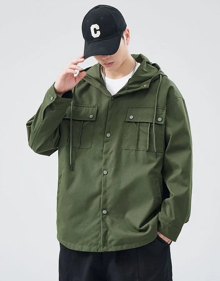 Stylish Solid Barbour Jacket Featuring a Flap Pocket and Hooded Design