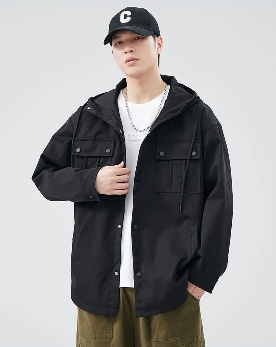 Stylish Solid Barbour Jacket Featuring a Flap Pocket and Hooded Design