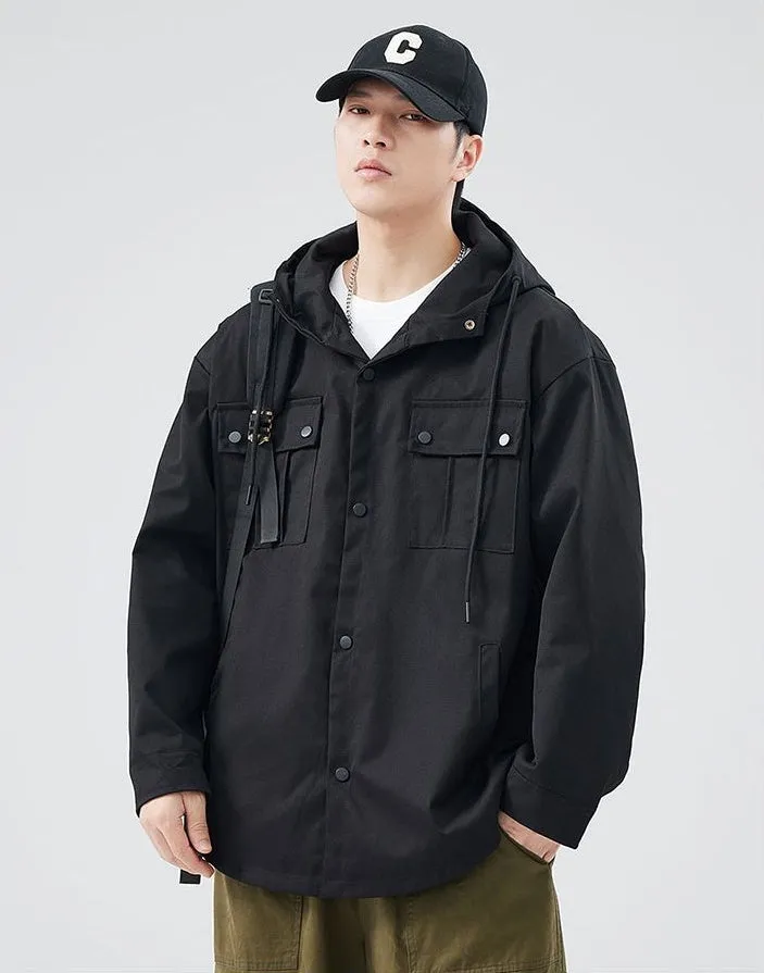 Stylish Solid Barbour Jacket Featuring a Flap Pocket and Hooded Design