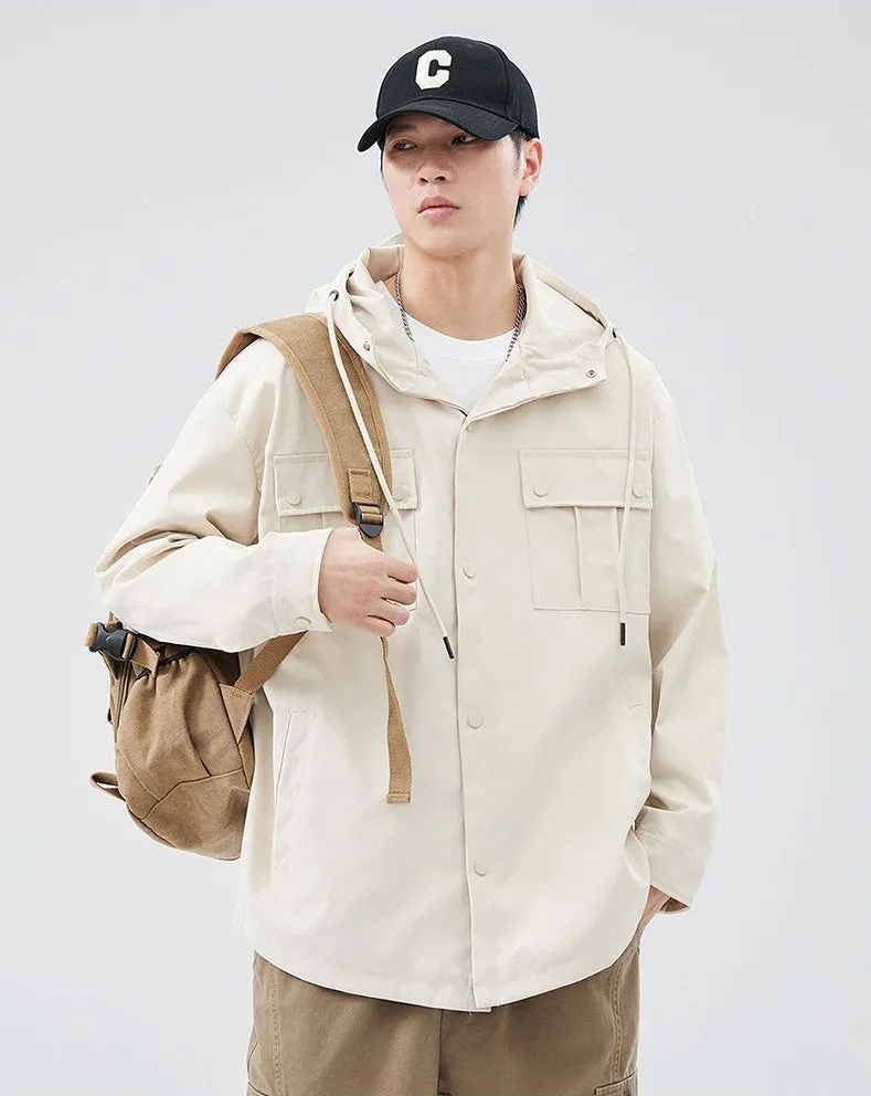 Stylish Solid Barbour Jacket Featuring a Flap Pocket and Hooded Design