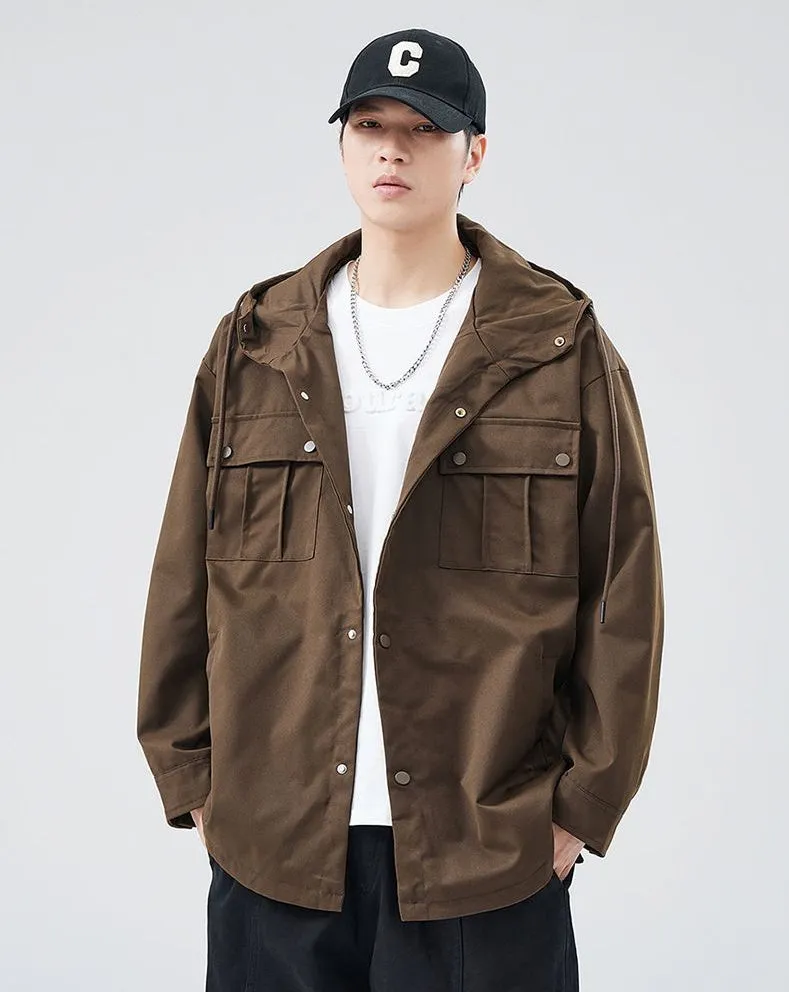 Stylish Solid Barbour Jacket Featuring a Flap Pocket and Hooded Design