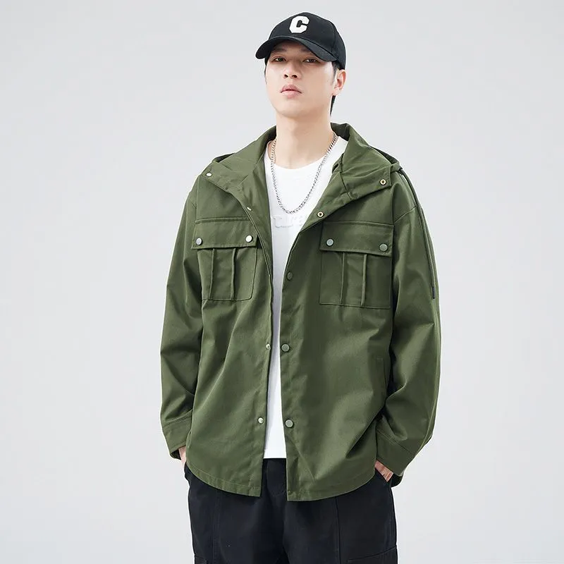 Stylish Solid Barbour Jacket Featuring a Flap Pocket and Hooded Design