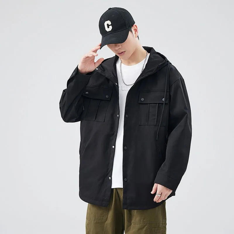 Stylish Solid Barbour Jacket Featuring a Flap Pocket and Hooded Design