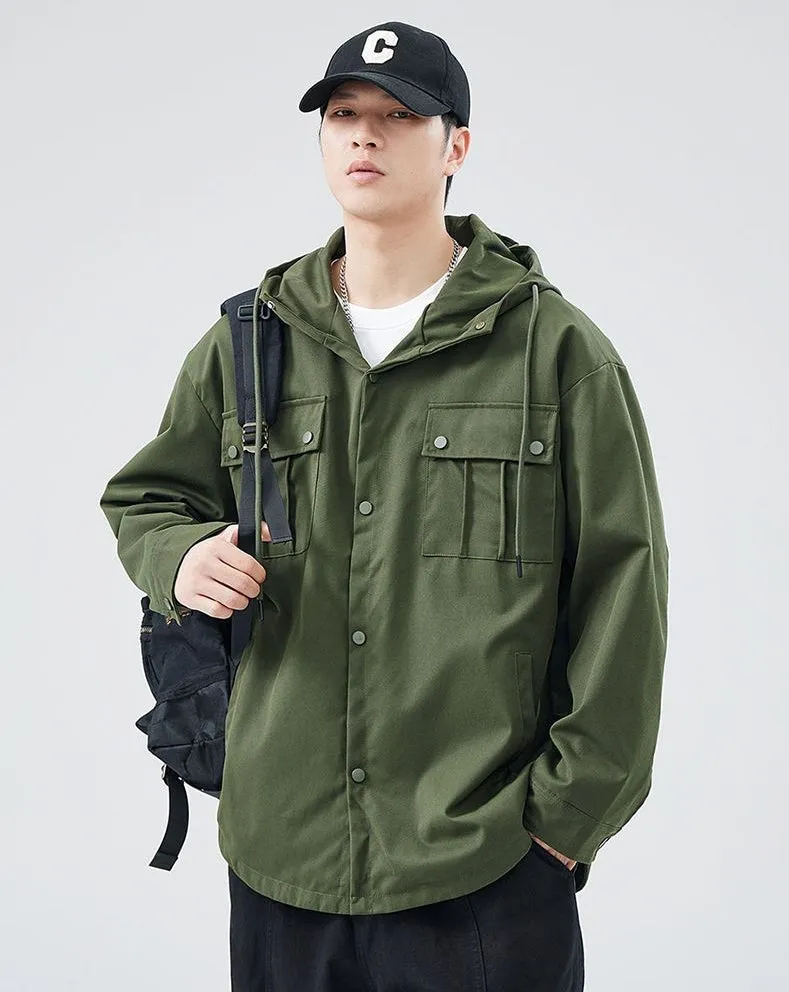 Stylish Solid Barbour Jacket Featuring a Flap Pocket and Hooded Design