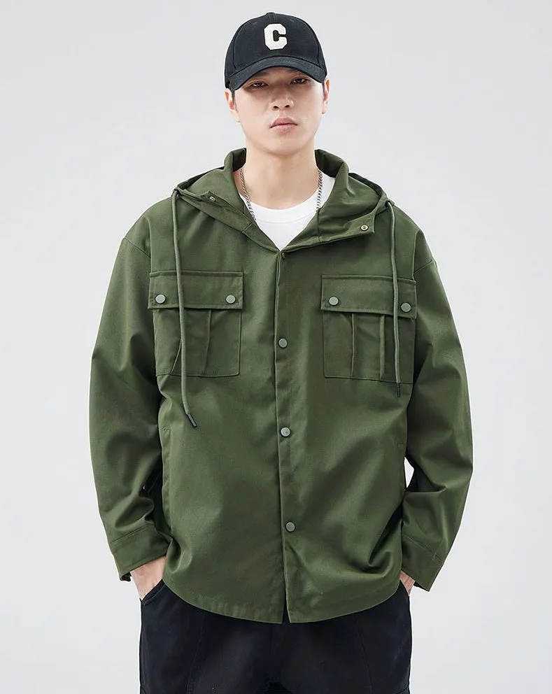 Stylish Solid Barbour Jacket Featuring a Flap Pocket and Hooded Design