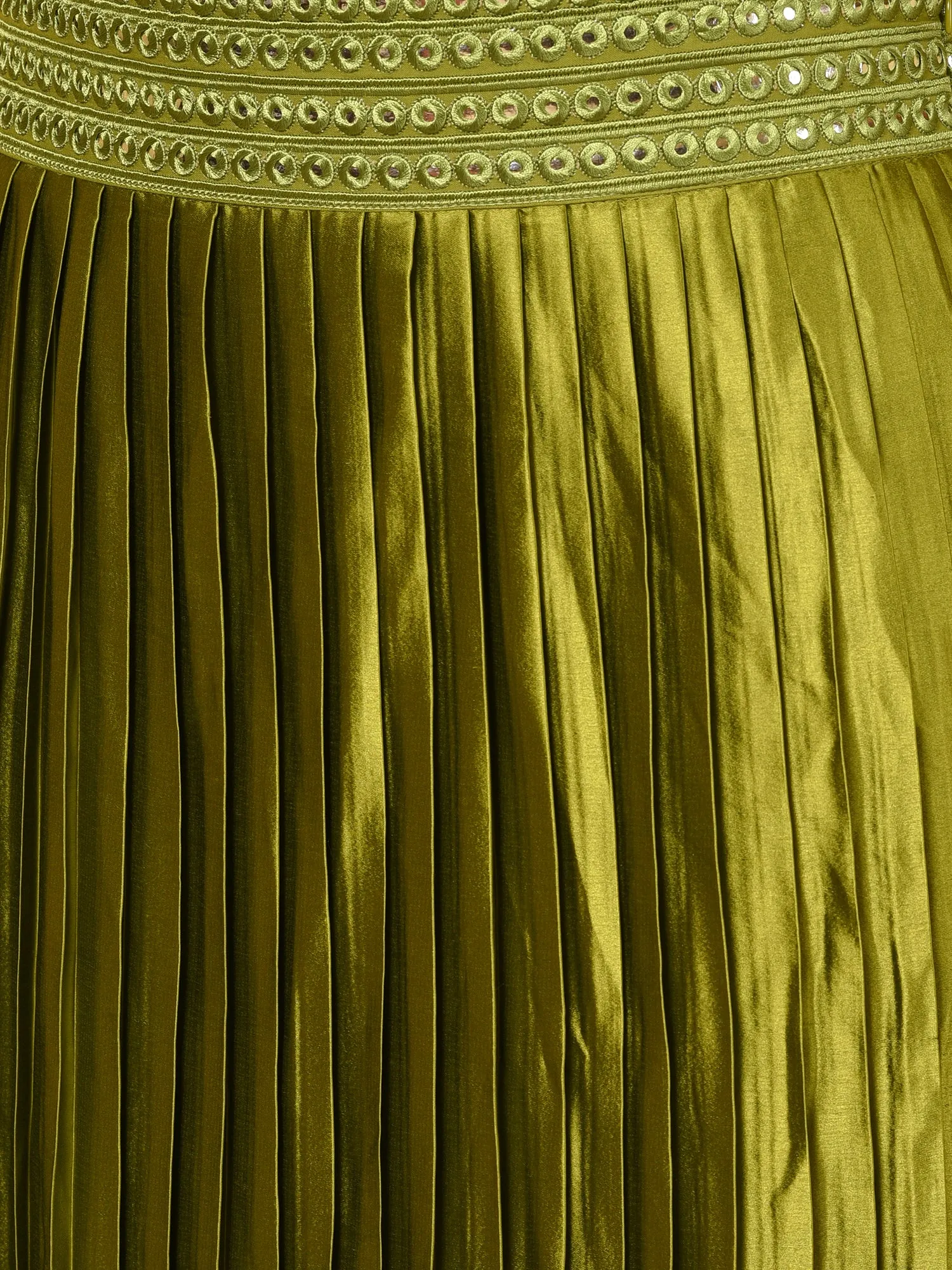 Sway in the Green pleated satin skirt