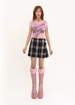 Tartan wool pleated mini skirt