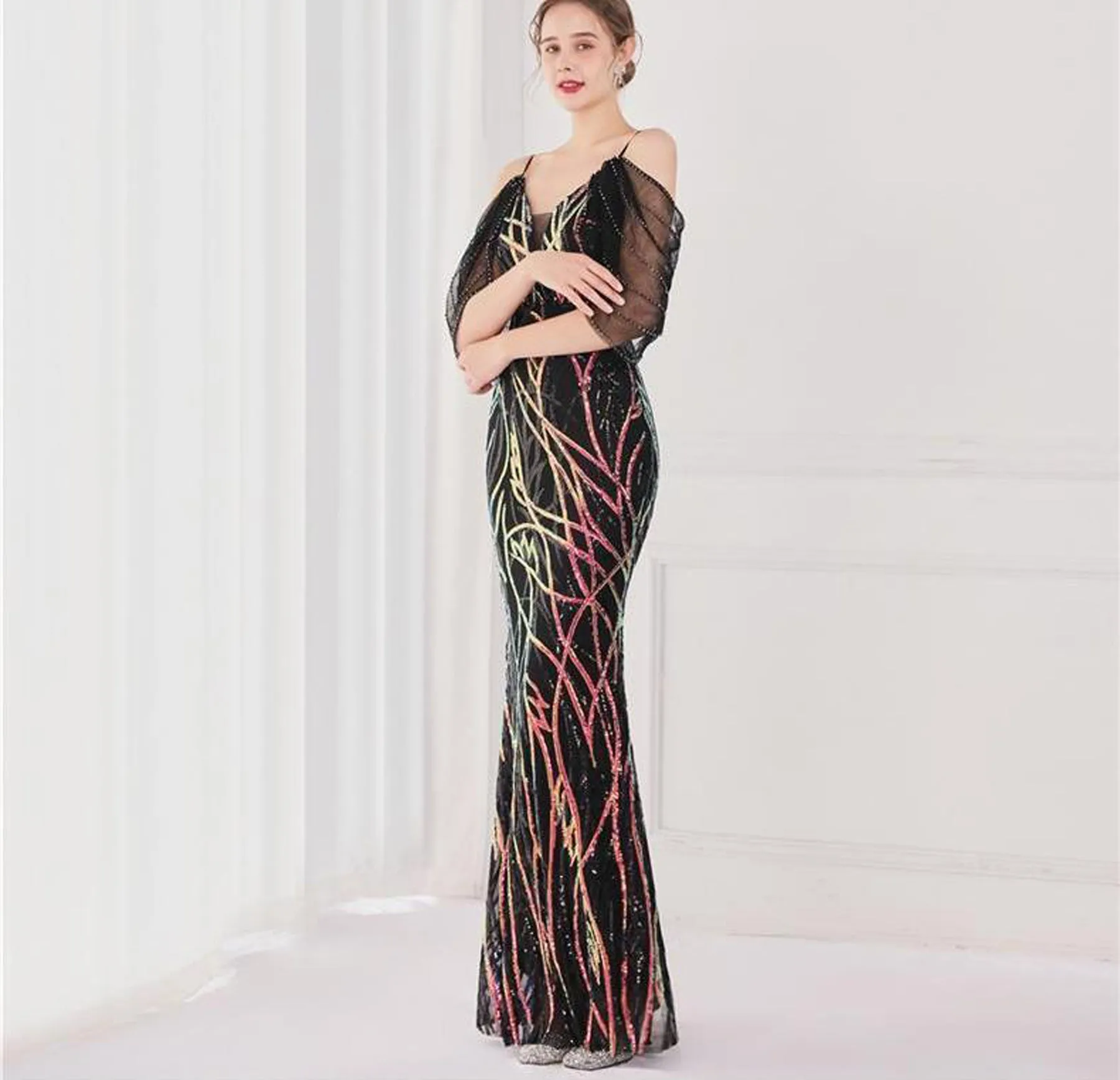 Taylor Cap Sleeve Sequin Maxi Dress