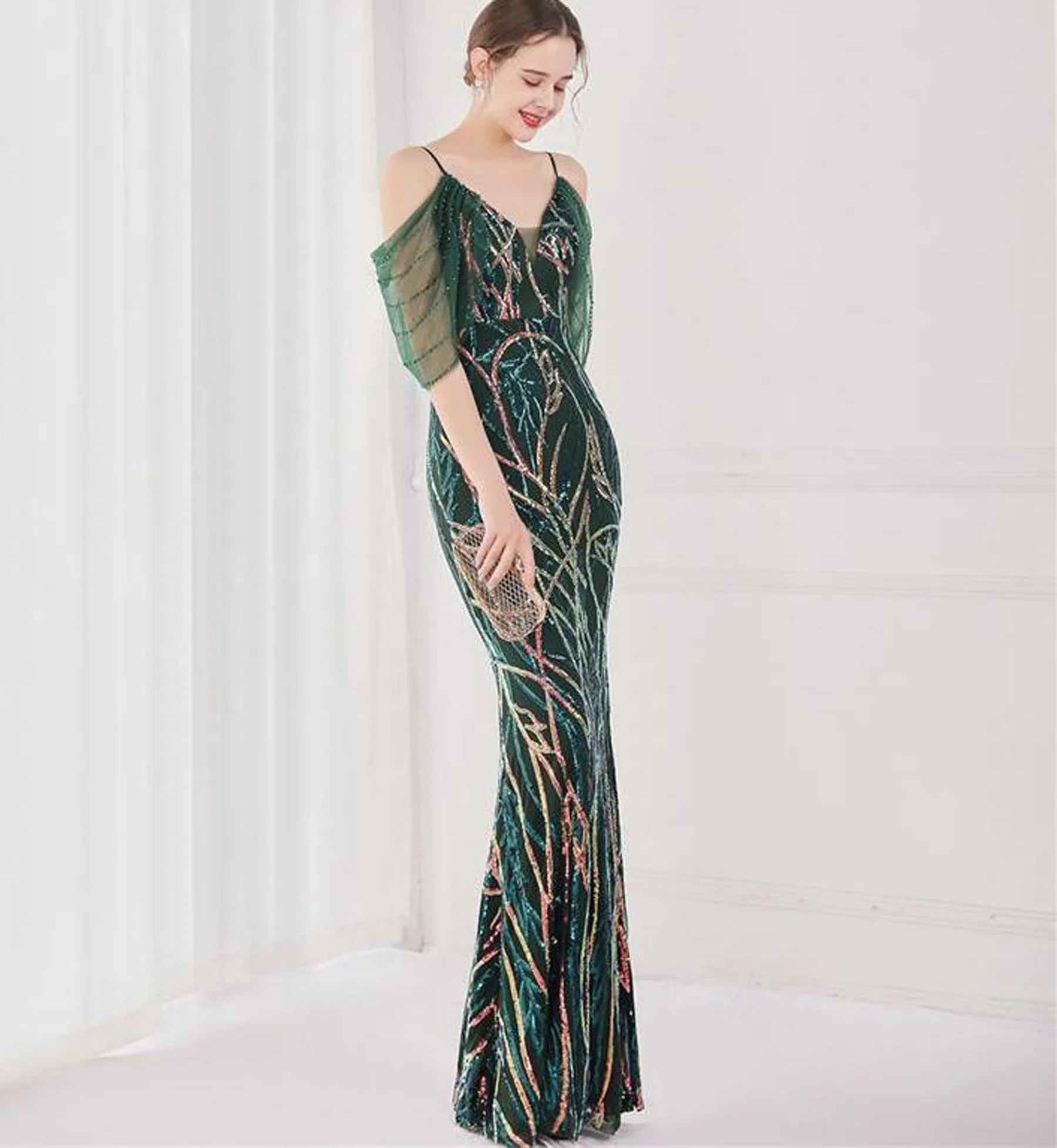 Taylor Cap Sleeve Sequin Maxi Dress