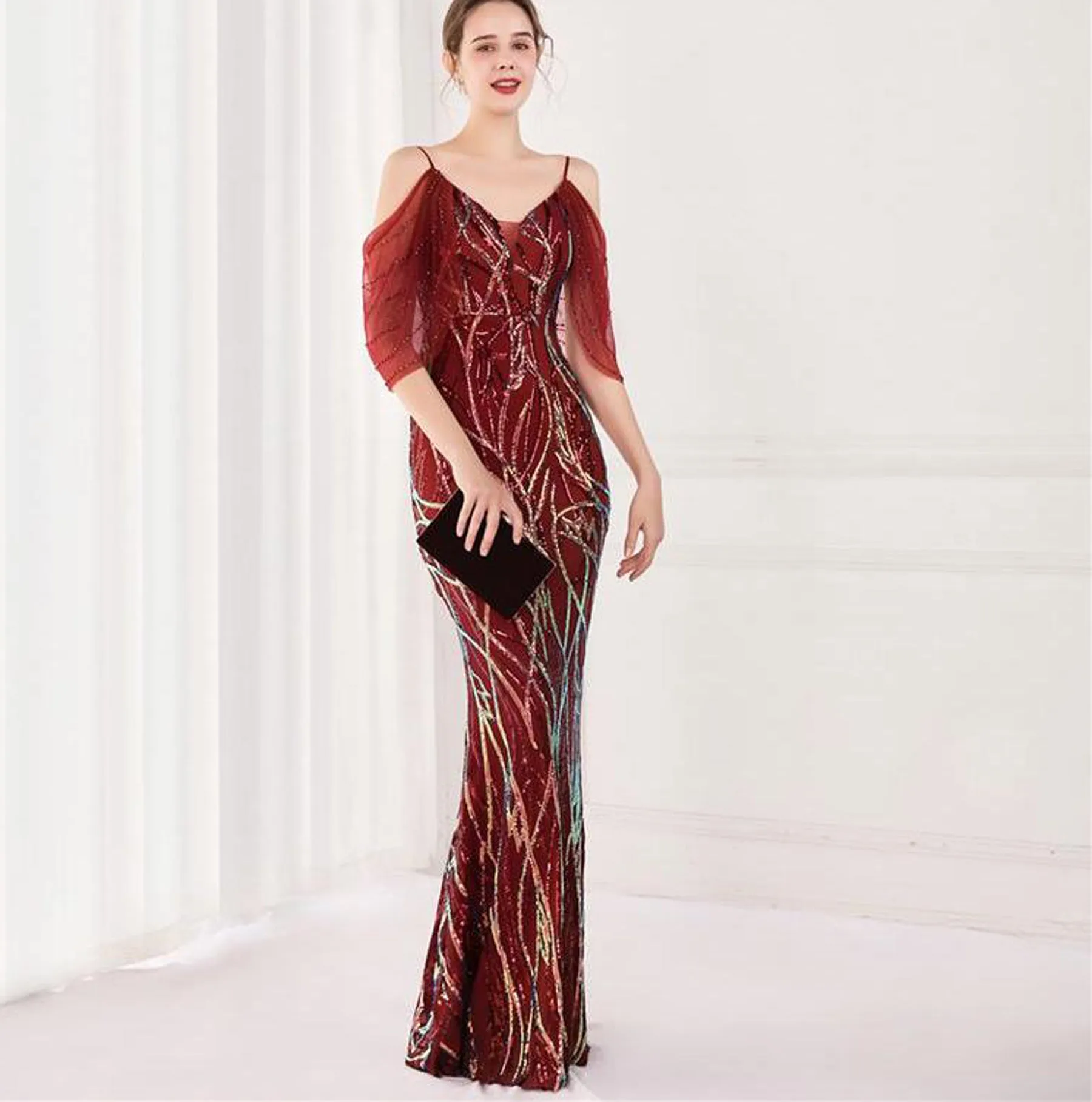 Taylor Cap Sleeve Sequin Maxi Dress