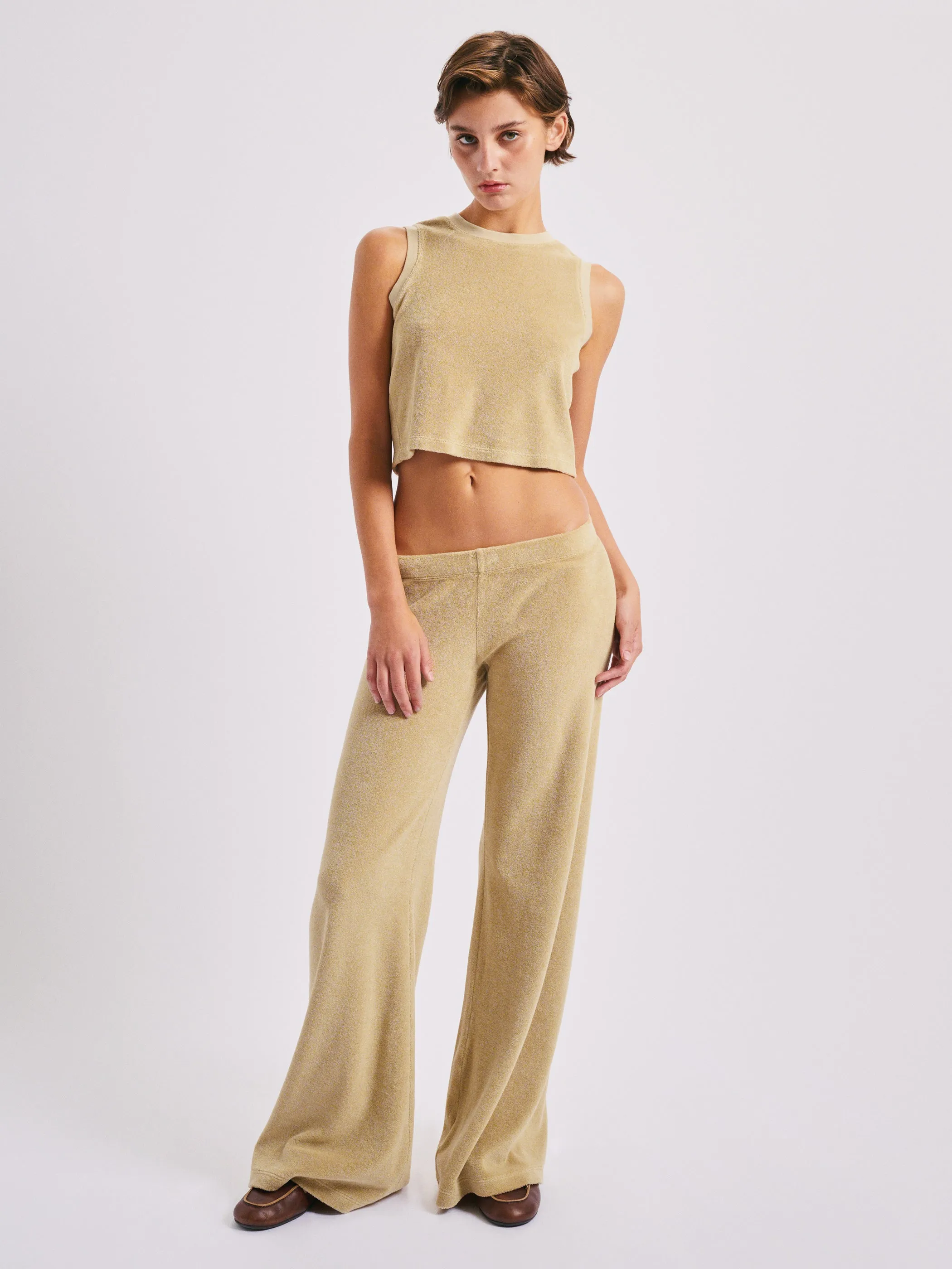 The Lito Low Rise Flare Pants in Terry