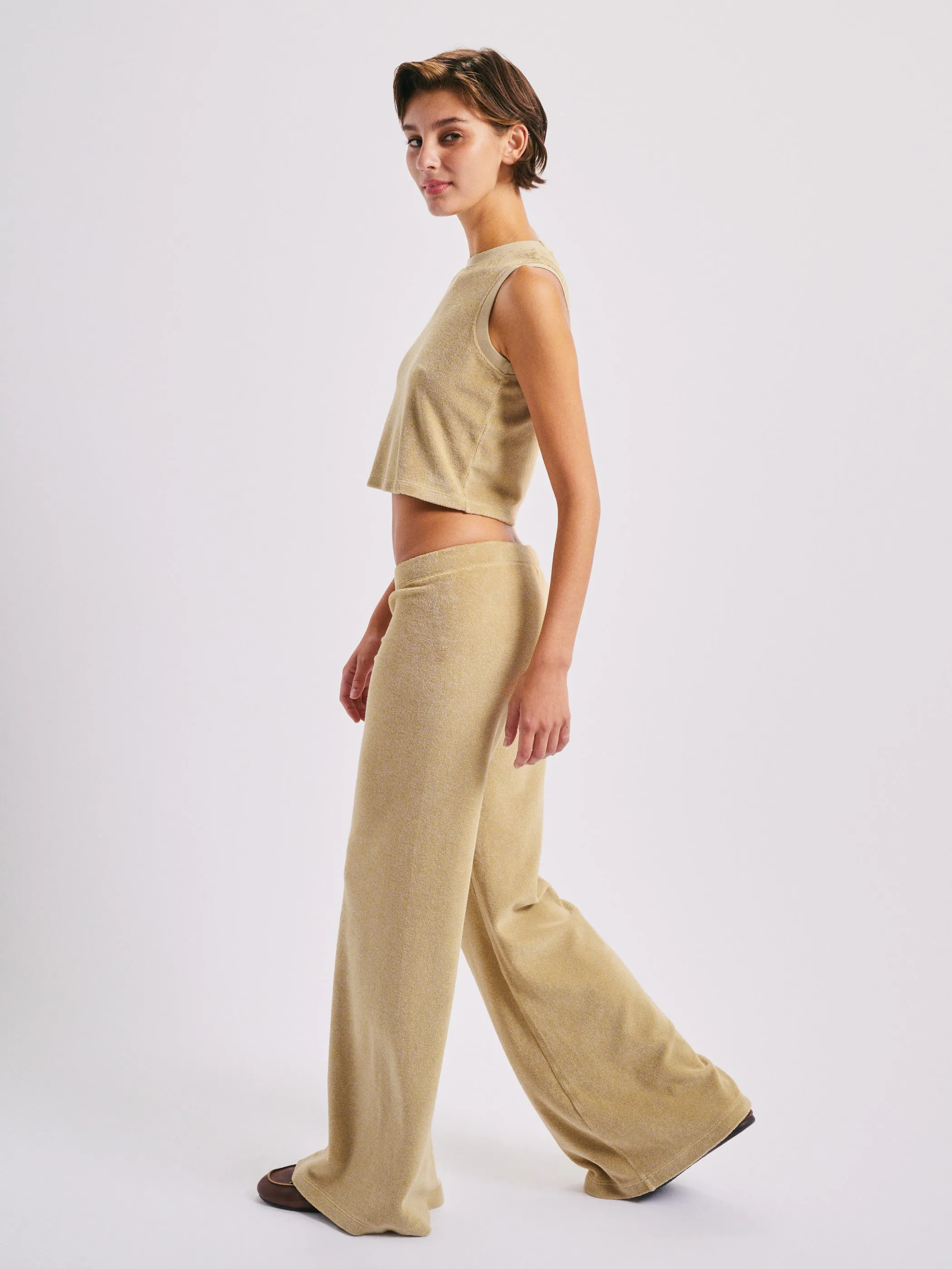 The Lito Low Rise Flare Pants in Terry