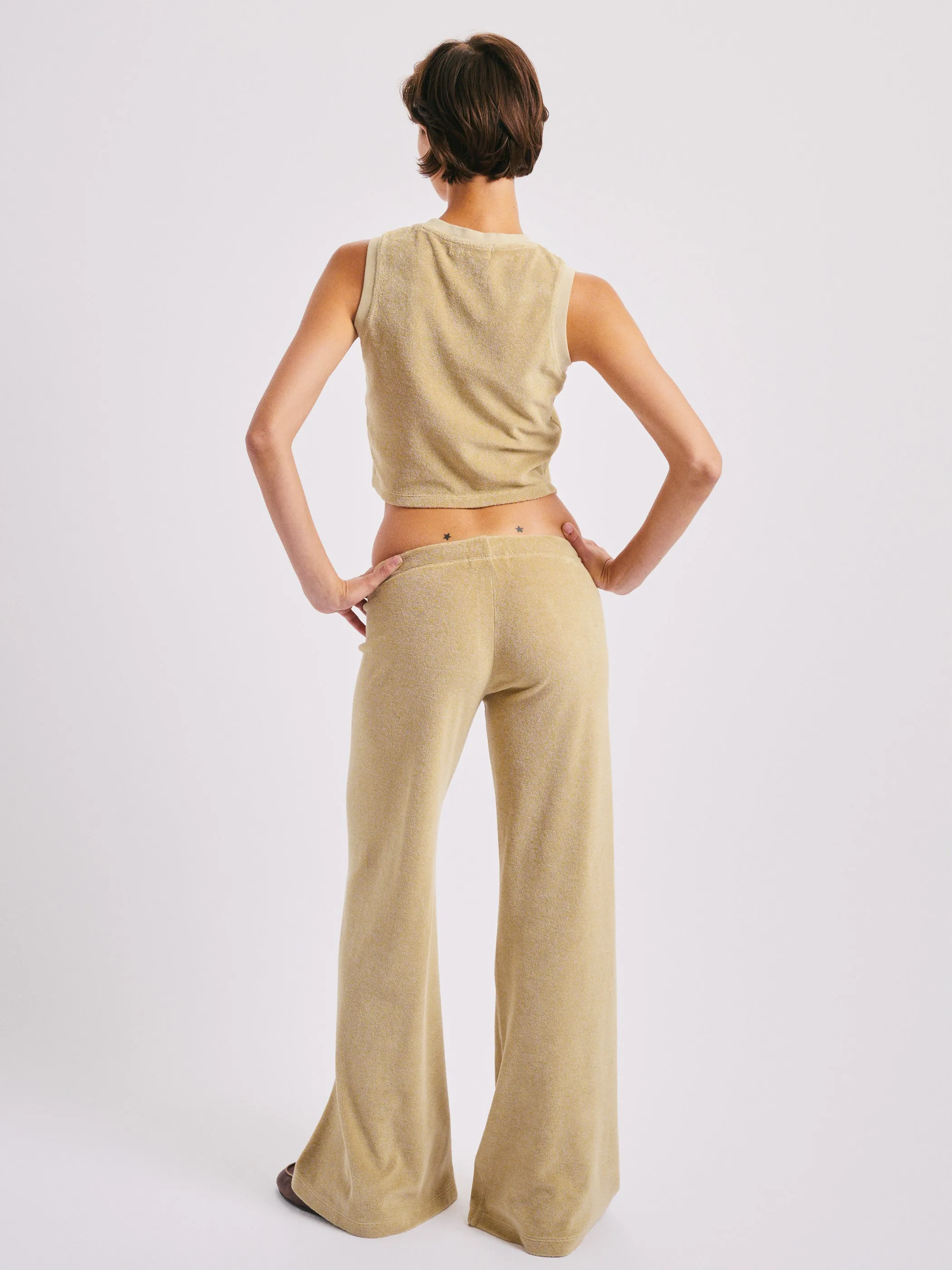 The Lito Low Rise Flare Pants in Terry