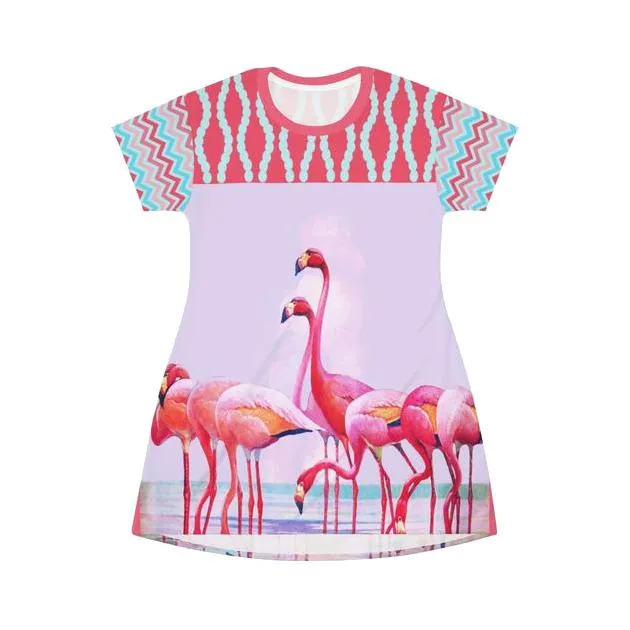 The Lucky Flamingo T-shirt Dress