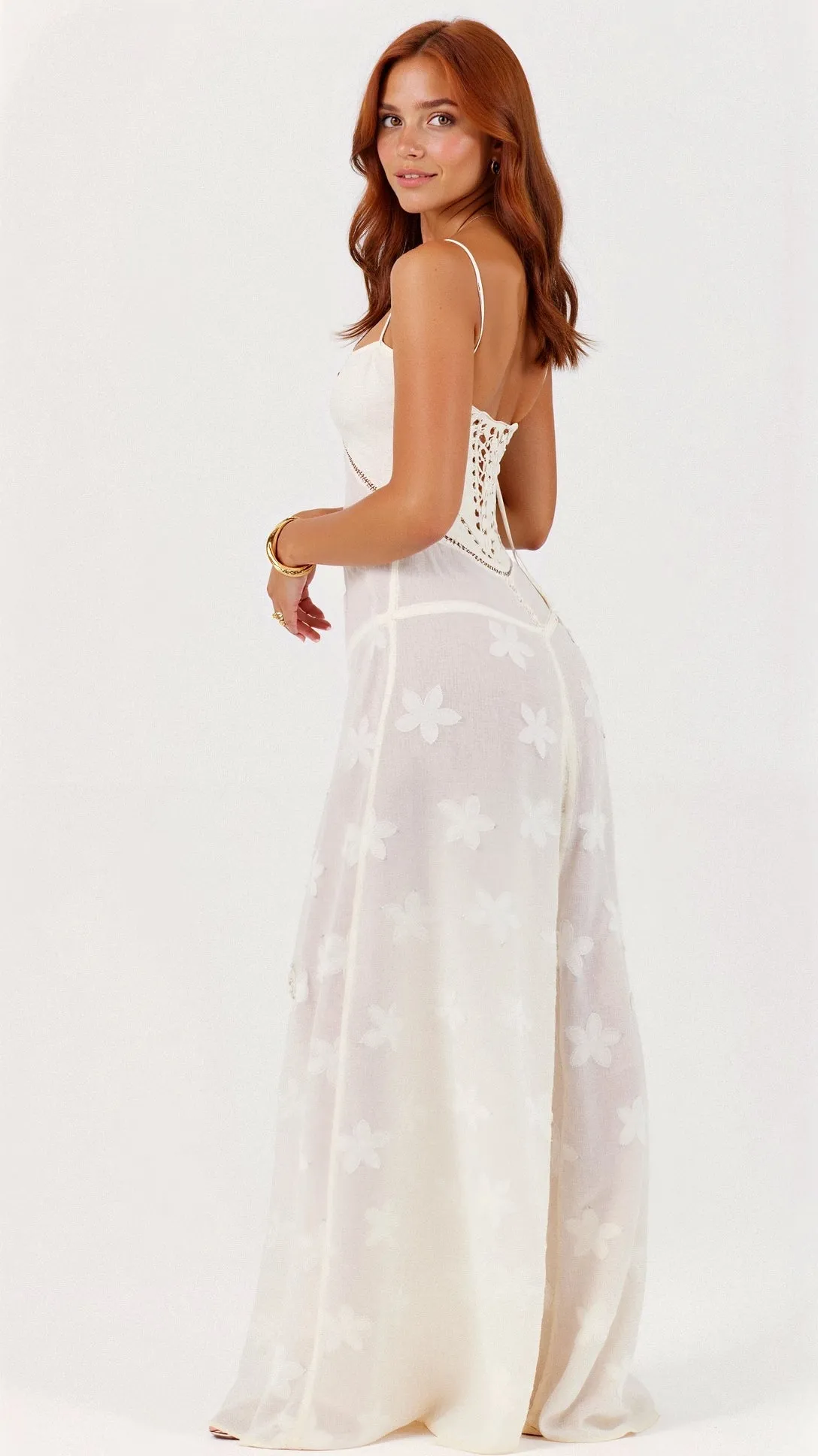 Theda - Charming Lace Back Woman's Maxi Dress