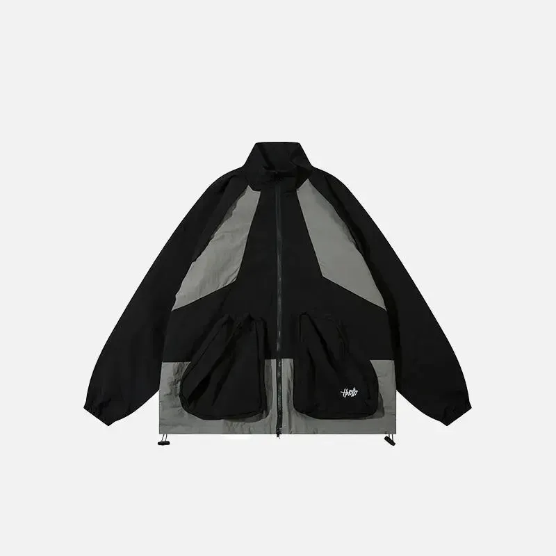 Trendy Y2K Jacket with V-Neck Collar and Zipper Closure