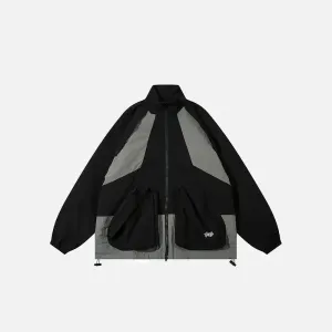 Trendy Y2K Jacket with V-Neck Collar and Zipper Closure