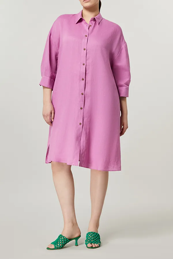 TUBO PEONY LINEN SHIRT DRESS