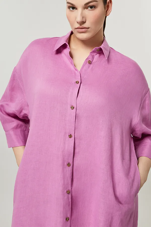 TUBO PEONY LINEN SHIRT DRESS