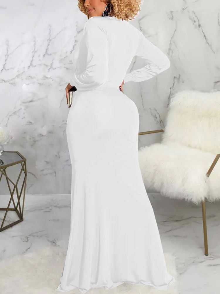 V Neck Side Split Bodycon Dress