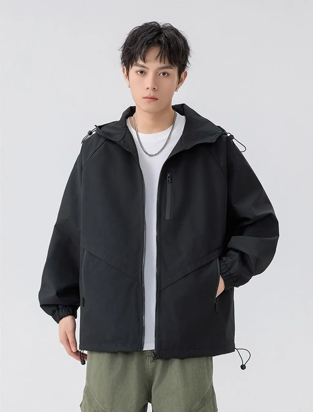 Versatile Raincoat Featuring Drawstring Hem and Stain-Resistant Material