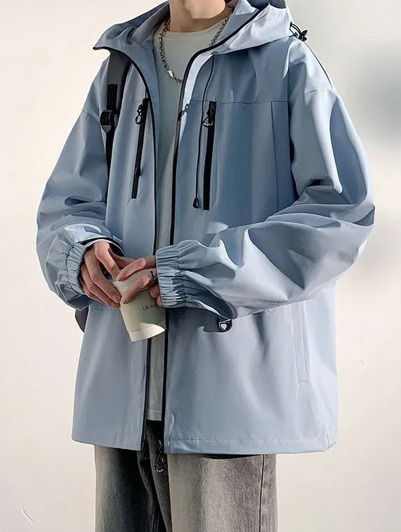 Versatile Water-resistant Rain Coat with Zip Pocket for Outdoor Adventures