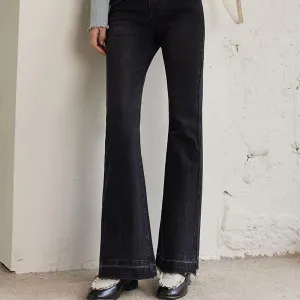 Vintage High Waist Flared Denim Pants for Women