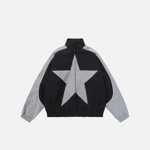 Vintage Star Print Y2K Windbreaker Jacket for Stylish Comfort