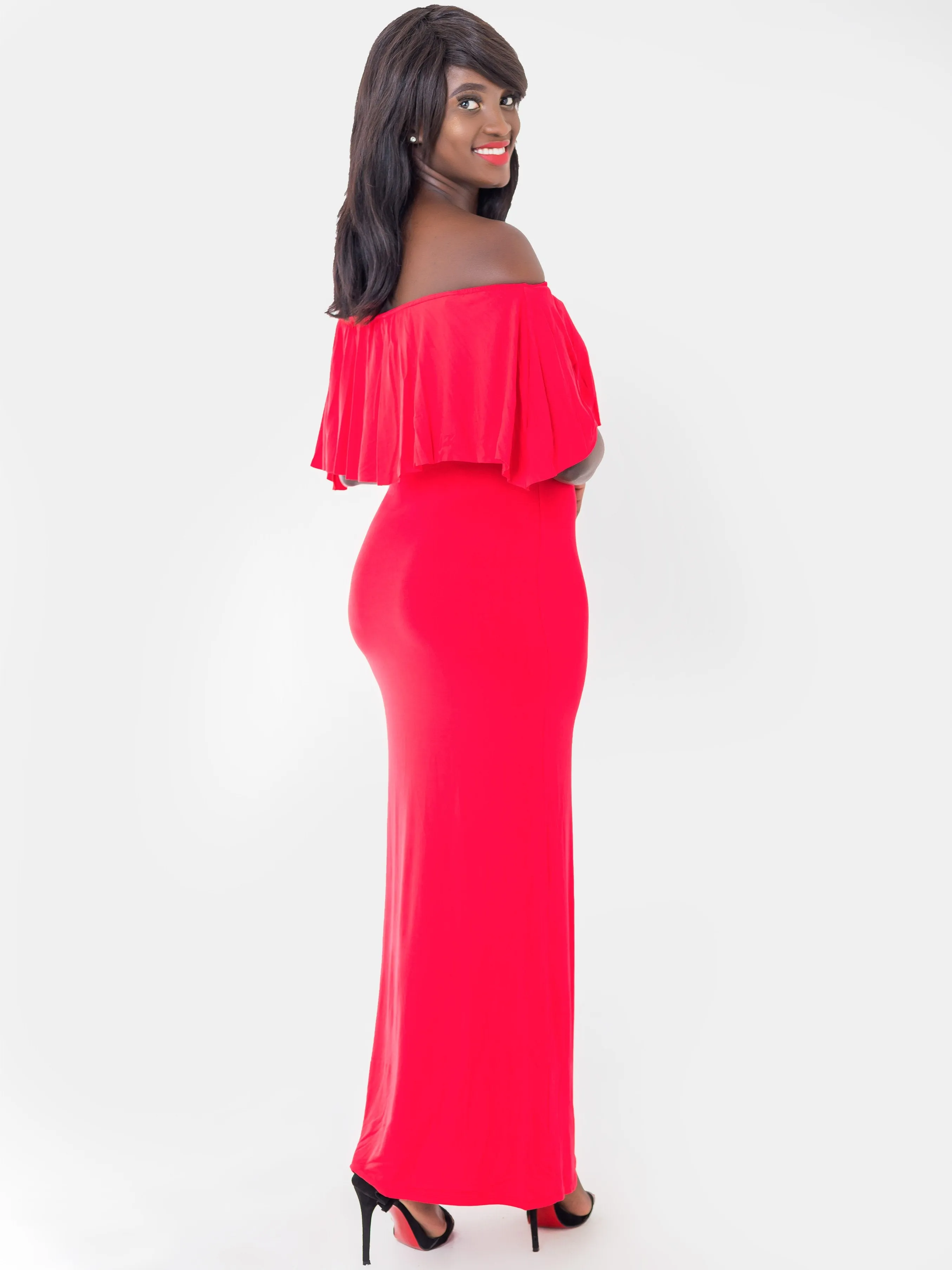 Vivo Off Shoulder Maxi Dress - Red