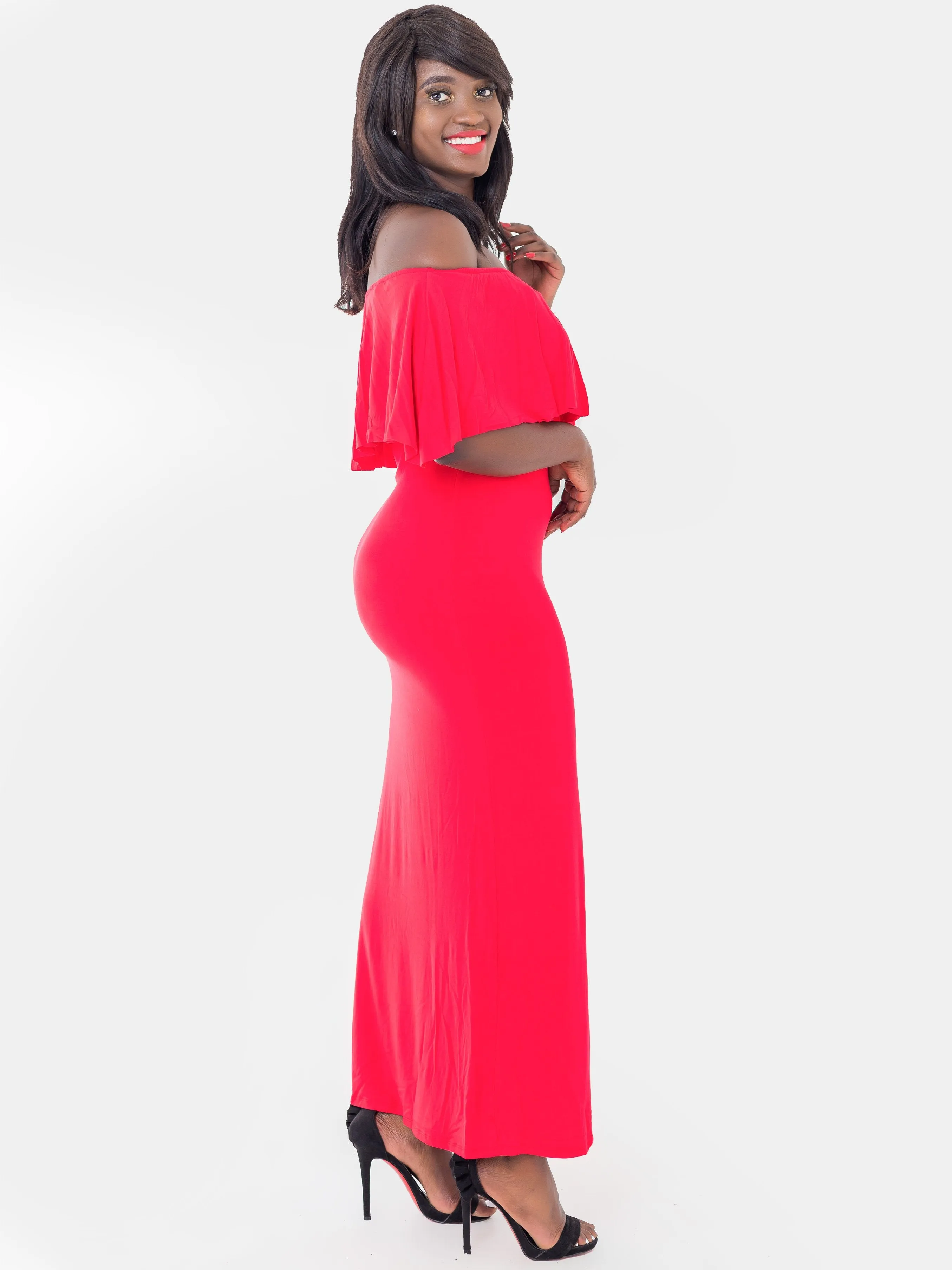 Vivo Off Shoulder Maxi Dress - Red