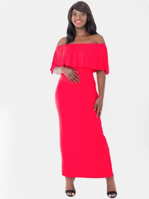 Vivo Off Shoulder Maxi Dress - Red