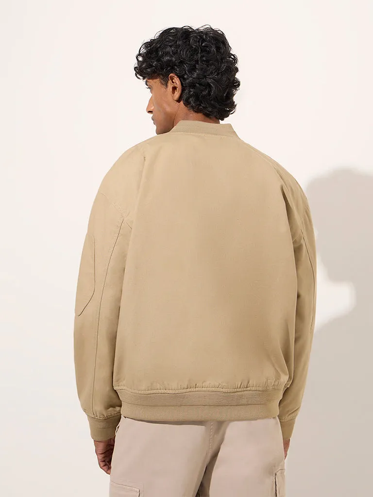 WES Casuals Beige Relaxed-Fit Cotton Jacket