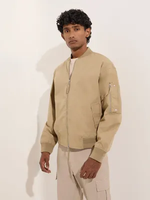 WES Casuals Beige Relaxed-Fit Cotton Jacket