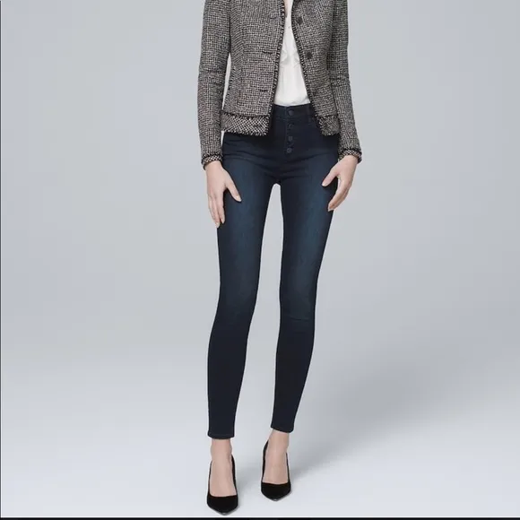 WHBM high rise button fly skinny jeans