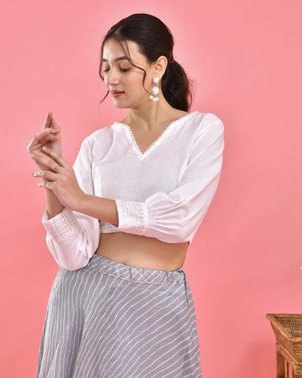 White Crop Top Blouse