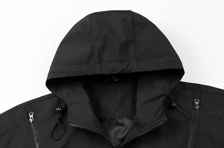 Windproof and Solid Raincoat for Men with Zippered Pocket